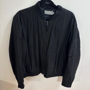 Vince Black Linen & Silk Bomber Jacket - Mens